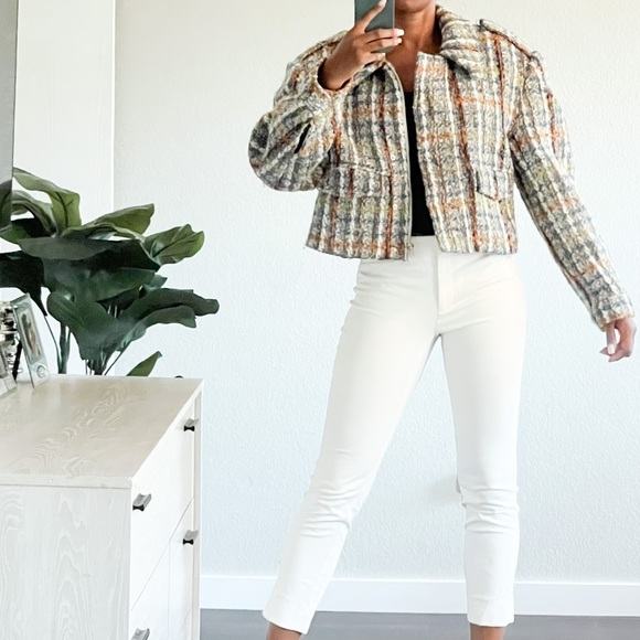 Remain Birger Christensen Lona Boxy Crop Knit Tweed Jacket Aegean Blue Comb nwot - Picture 10 of 15